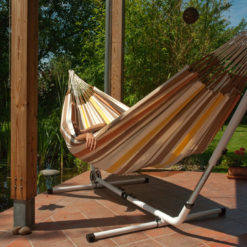 Klappbares Metall-Hängemattengestell MEDITERRANEO für Einzel- und Doppel-Hägnematten mit Hängematte