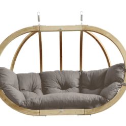 GLOBO ROYAL Hängesofa von AMAZONAS mit passendem Holzgestell und Schutzabdeckung im Set Taupe