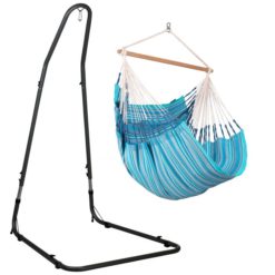 Der Hängesessel HABANA Comfort aus Bio-Hängesessel mit dem MEDITERRANEO Hängesesselgestell Azure