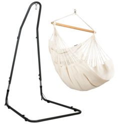 Der Hängesessel HABANA Kingsize aus Bio-Hängesessel mit dem MEDITERRANEO Hängesesselgestell Latte