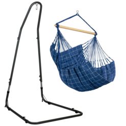 Der LA SIESTA Hängesessel DOMINGO Kingsize mit dem MEDITERRANEO Hängesesselgestell aus Metall Marine