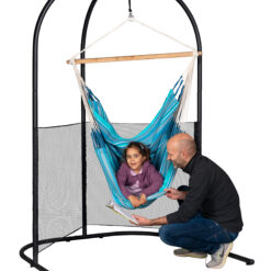 Habana-Hängesessel Comfort aus Bio-Baumwolle mit Arcada Anthracite - Verzinktes Stahl-Gestell