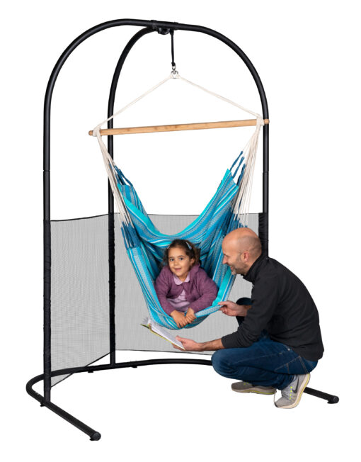 Habana-Hängesessel Comfort aus Bio-Baumwolle mit Arcada Anthracite - Verzinktes Stahl-Gestell