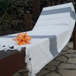 Hamam Strandtuch weiß-schwarz